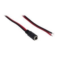 2.1 x 5.5mm DC Female Jack to Bare Wire 20 AWG 1 ft.